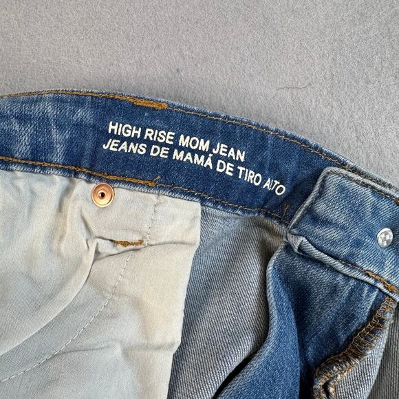 Wild Fable High Rise Distressed Mom Jeans/Capri WMNS 20W Blue Light Wash Cuffed - Picture 4 of 5